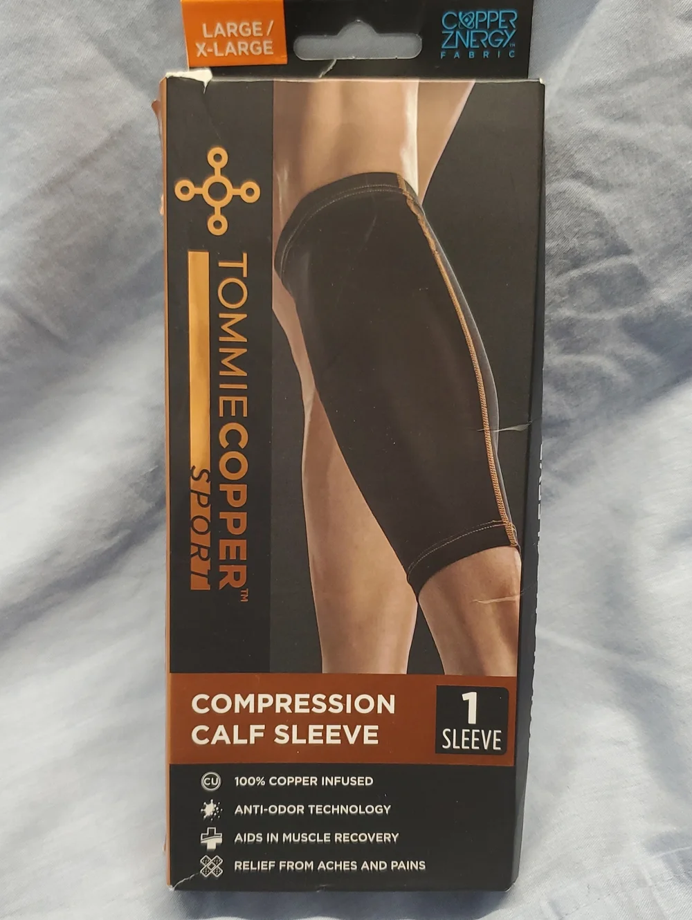 Tommie Copper Black Compression Calf Sleeve - Large/X-Large